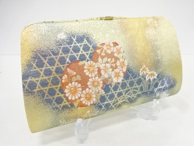 アンティーク　菊に籠目模様織り出し和装バッグ